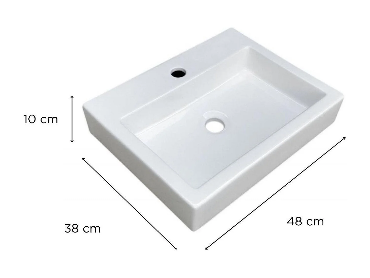 PADI 48x38cm rechthoekige witte keramische wastafel