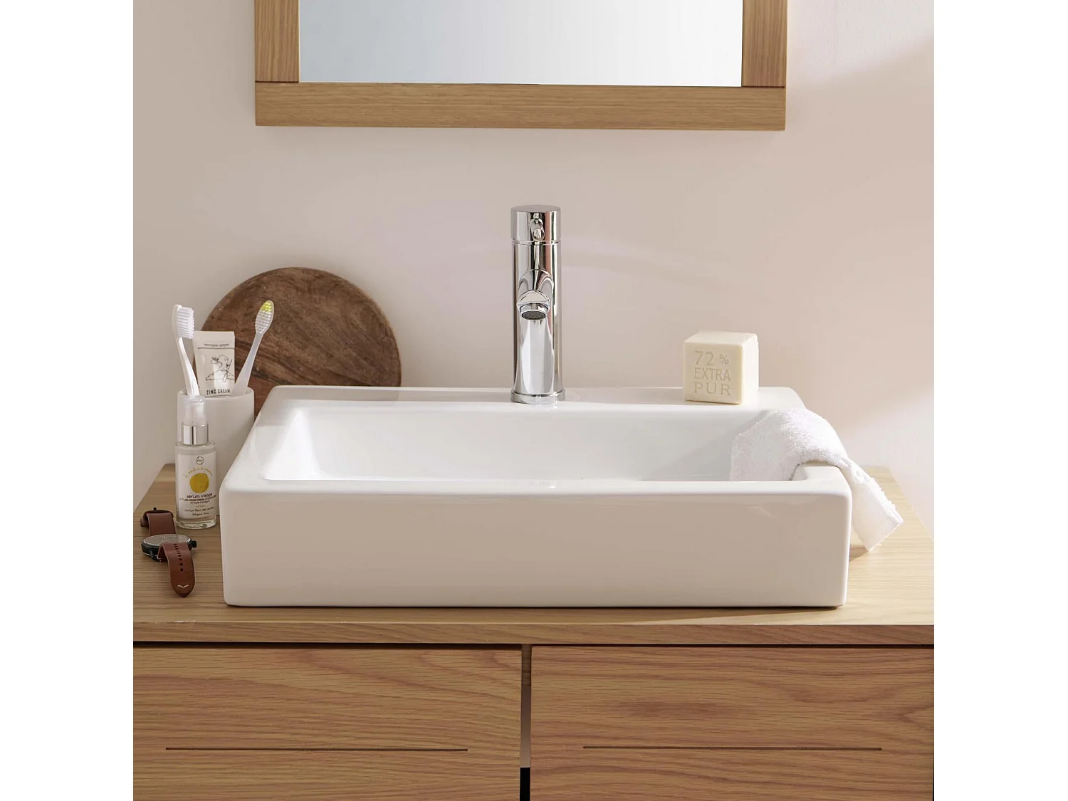 PADI 48x38cm rechthoekige witte keramische wastafel