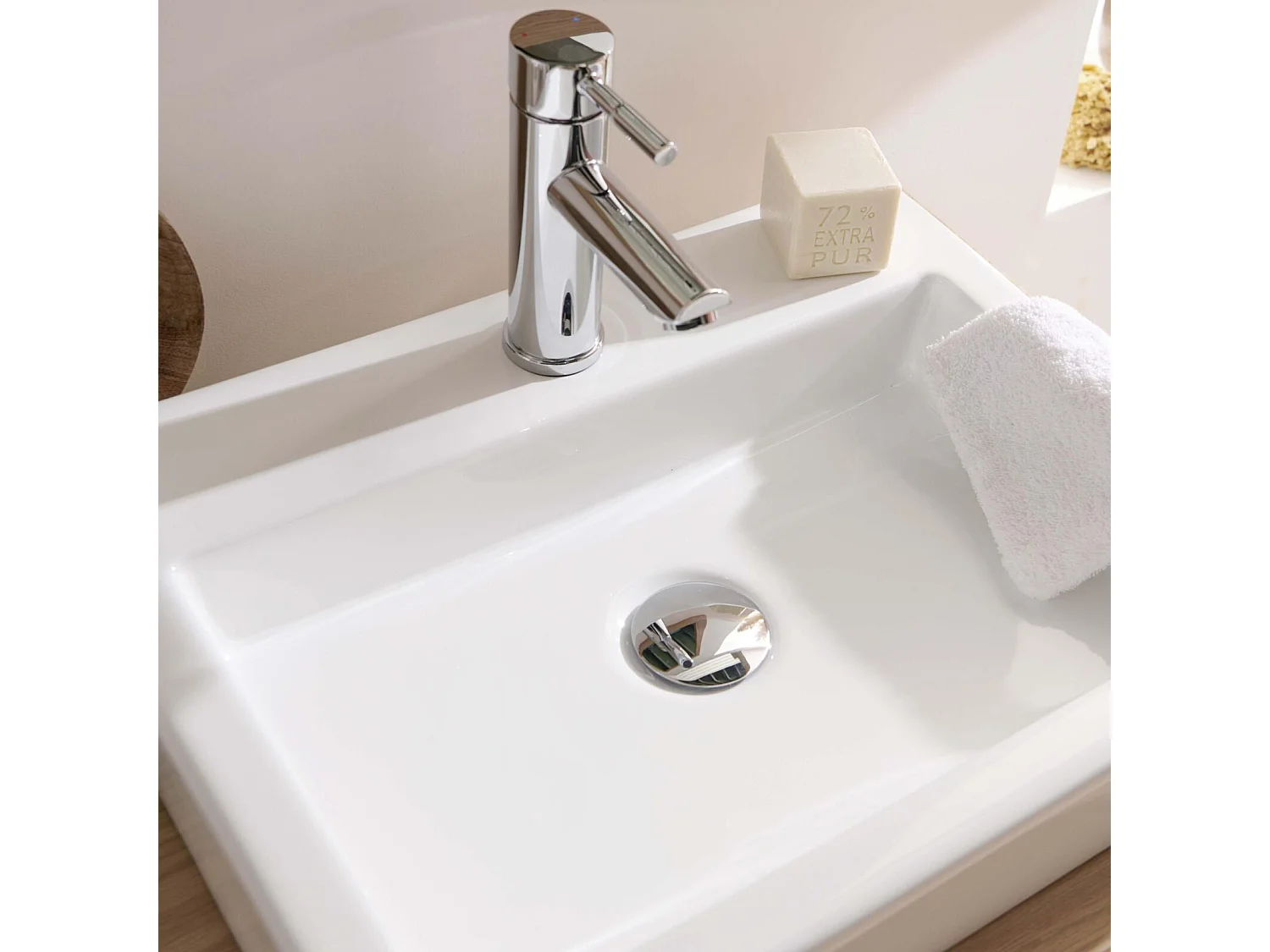 PADI 48x38cm rechthoekige witte keramische wastafel