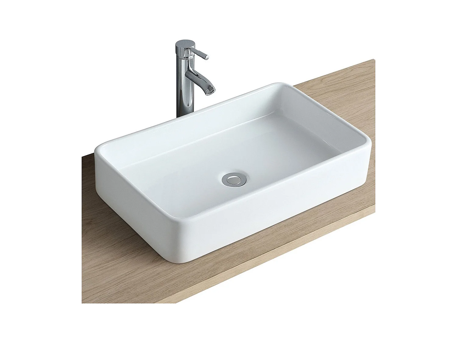 Vasque à poser rectangle en céramique blanche 60x37cm