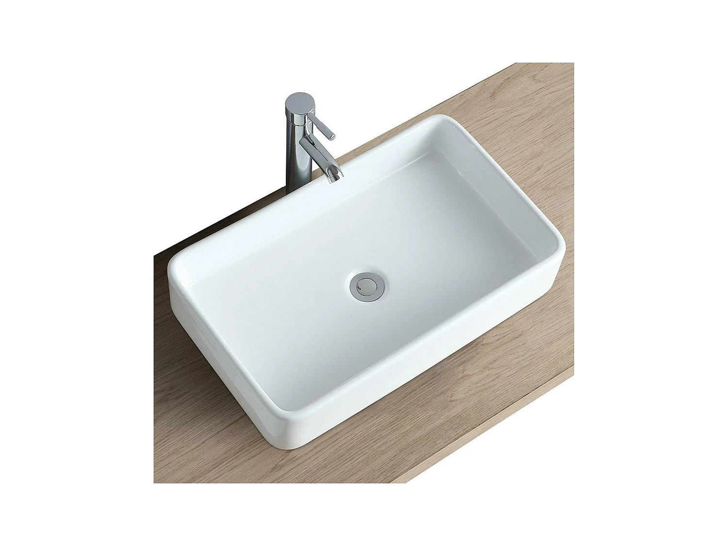 Vasque à poser rectangle en céramique blanche 60x37cm