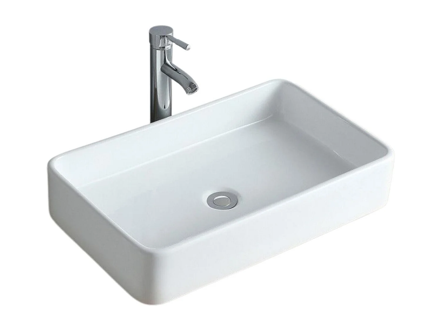 SADDY 60x37cm rechthoekige witte keramische wastafel