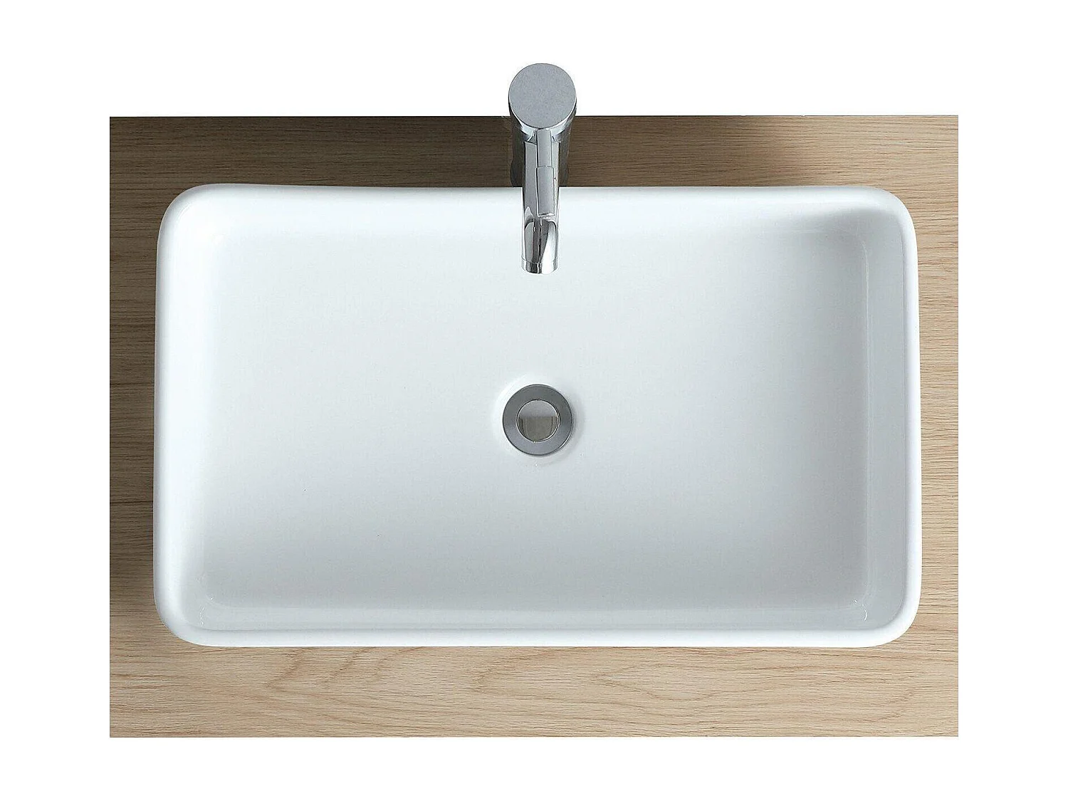 SADDY 60x37cm rechthoekige witte keramische wastafel