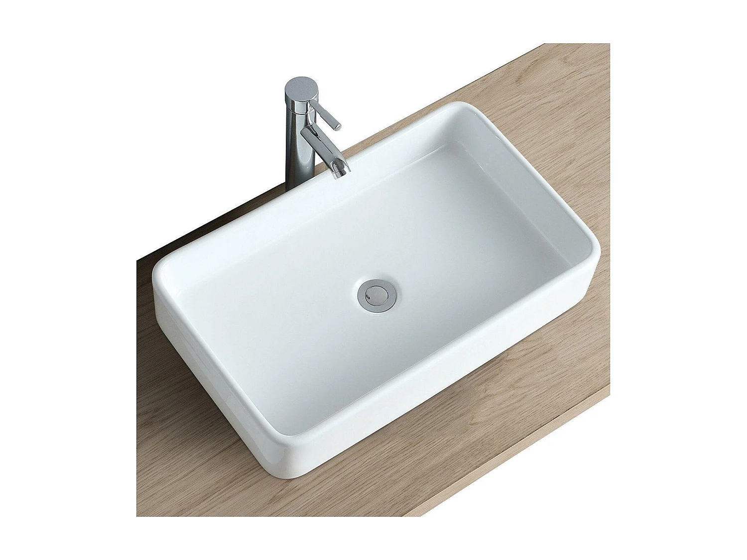 SADDY 60x37cm rechthoekige witte keramische wastafel