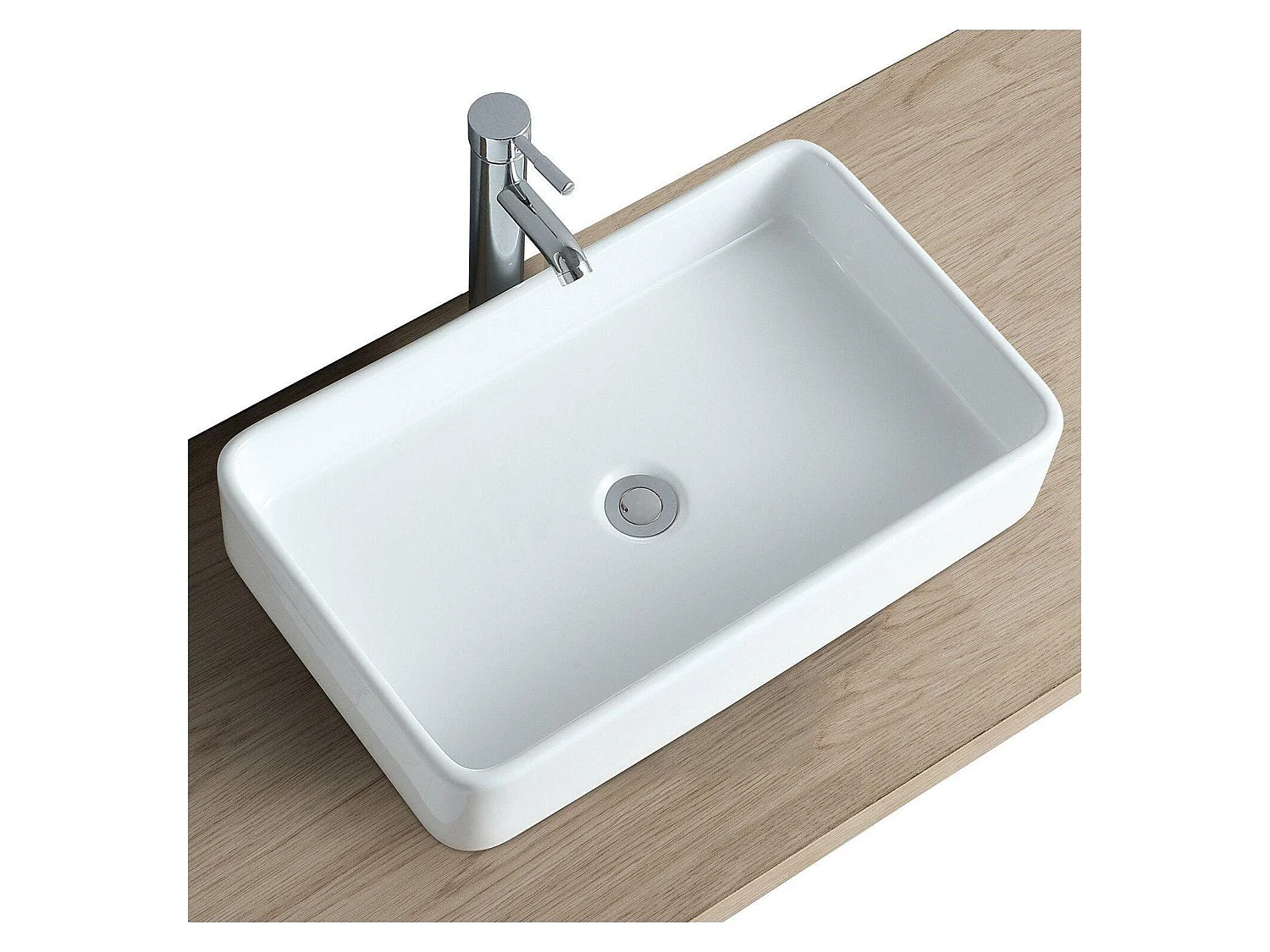 Umywalka nablatowa prostokątna SADDY 60x37cm z białej ceramiki
