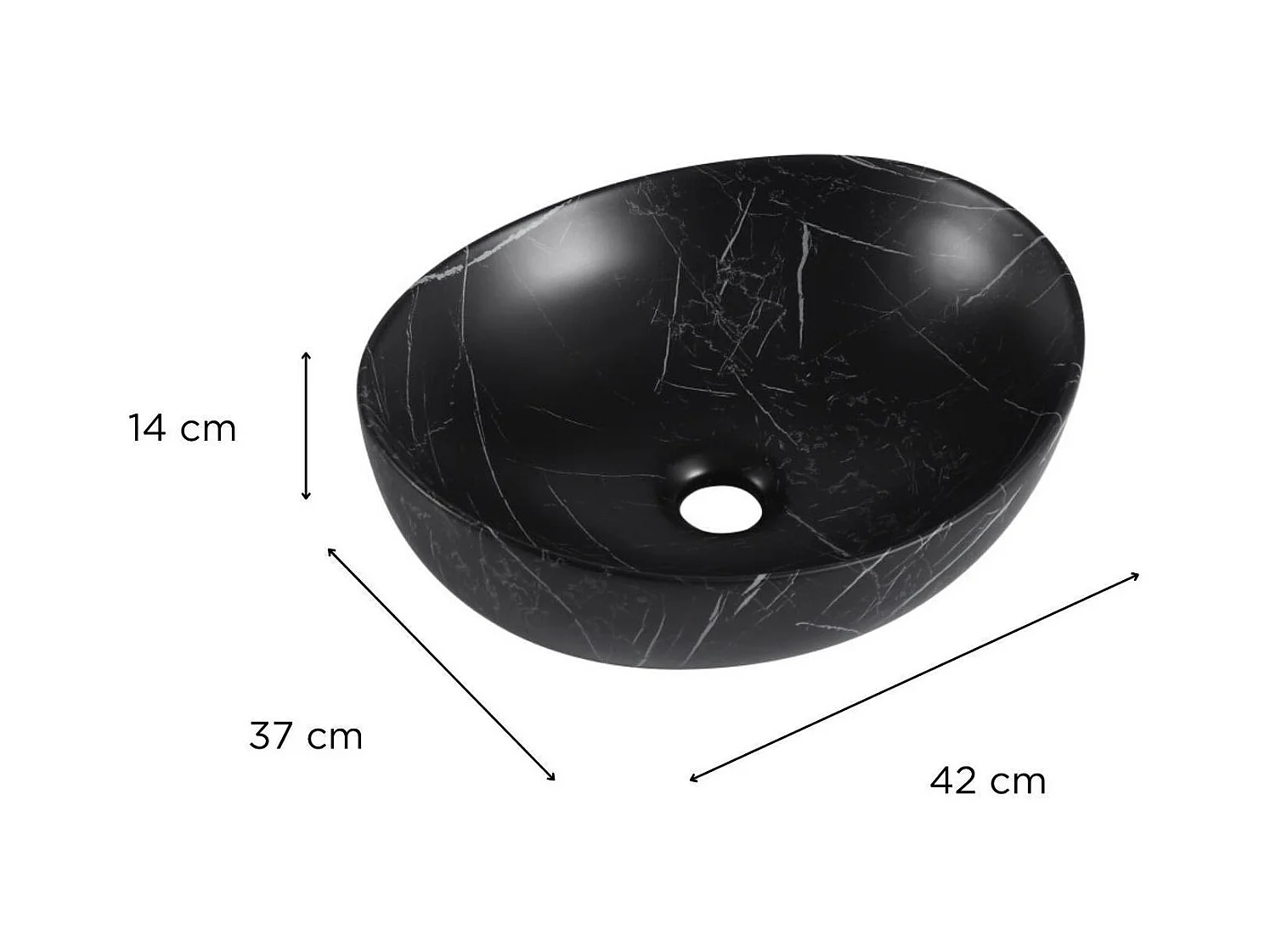 ANNA ovales Keramik-Aufsatzwaschbecken 42x37cm