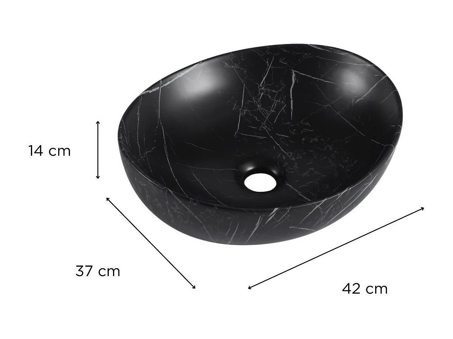ANNA ovale keramische opzetwastafel 42x37cm