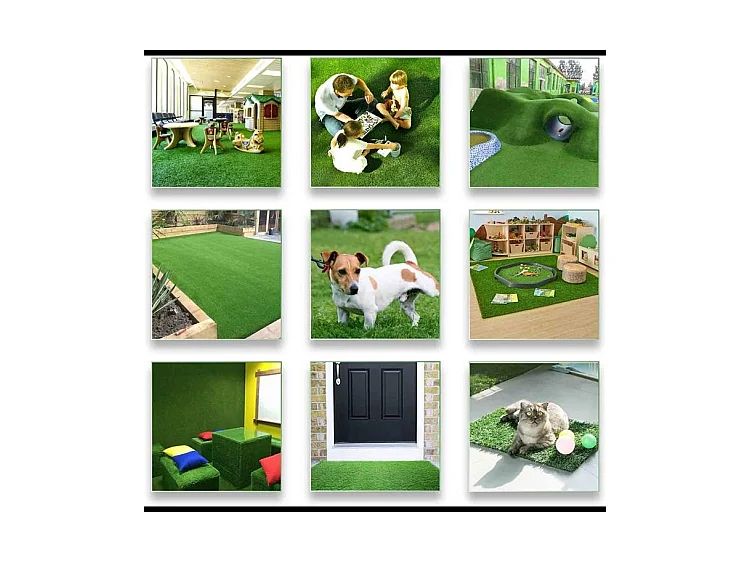 Prato Sintetico Manto Erboso Erba Finta Realistica Giardino 4 Sfumature di Colore Tappeto Erboso Sintetico Anti UV Atossico Drenante (2 x 25mt 50mq)