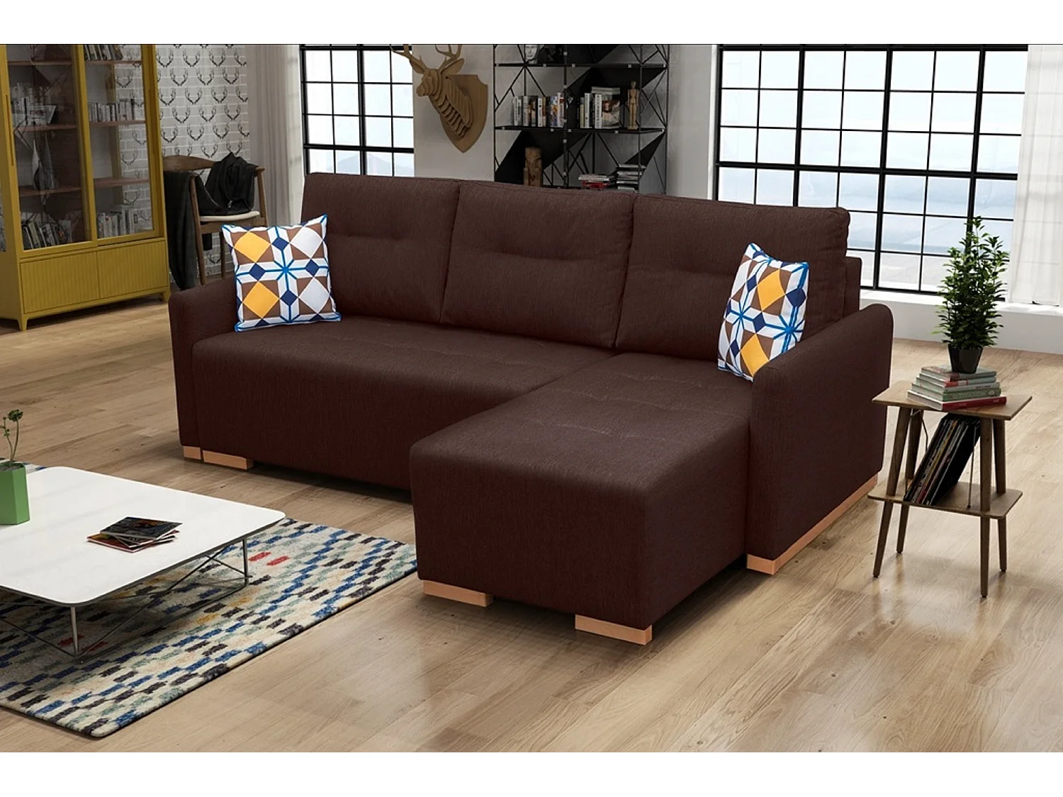 Multifunktionales Schlafsofa mit Bettkasten & abnehmbarem Bezug – Modernes Ecksofa | Rechts 228x151x93 cm BRONZE