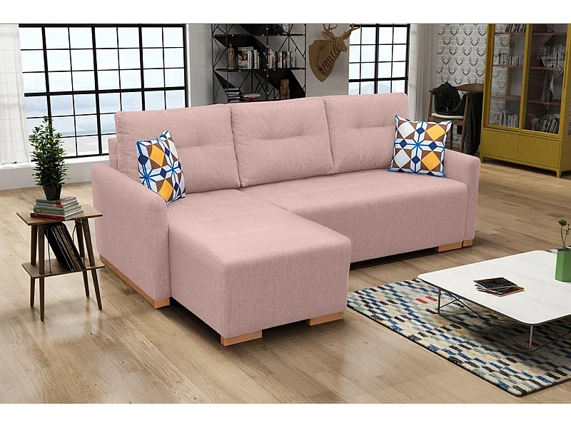 Multifunktionales Schlafsofa mit Bettkasten & Wellenfedern – Modernes Ecksofa | Links 228x151x93 cm PULVERPINKEL