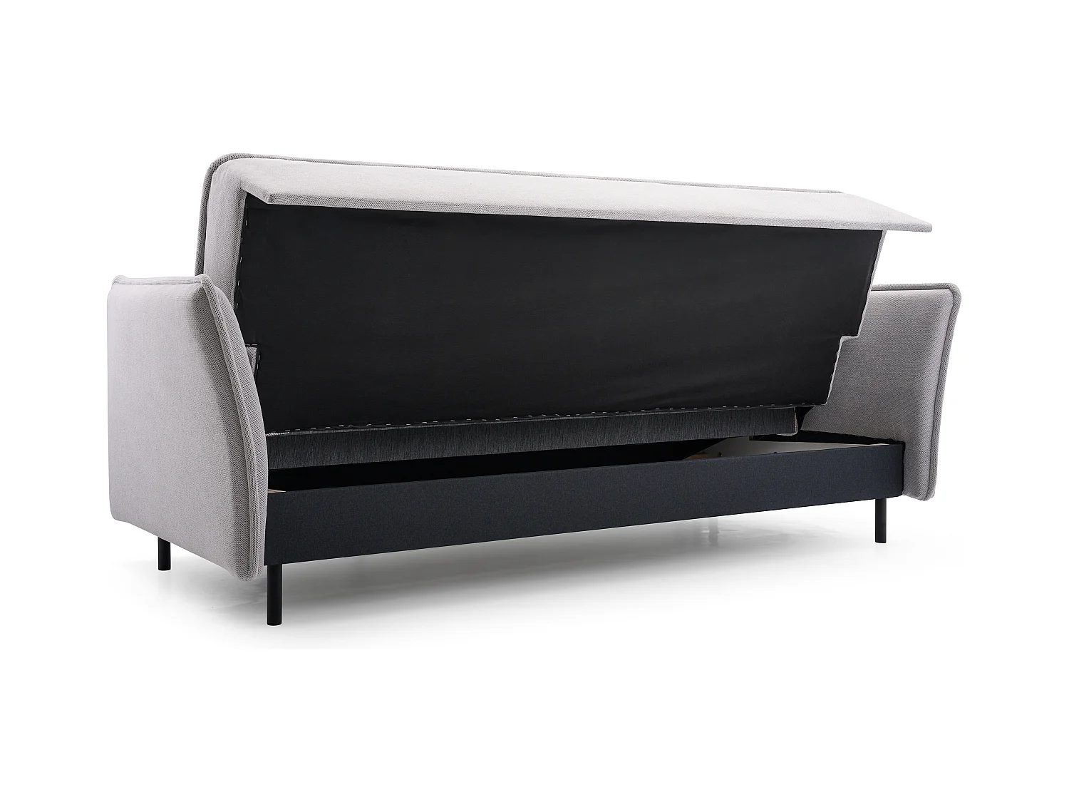 Skandinavisches Schlafsofa 220x90x50 cm – Holzrahmen, Schlaffunktion, Wellenfederung – Schwarz