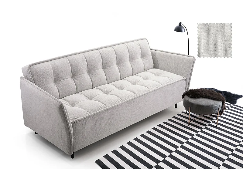 Skandinavisches Schlafsofa 220x90x50 cm – Holzrahmen, Schlaffunktion, Wellenfederung – Esche