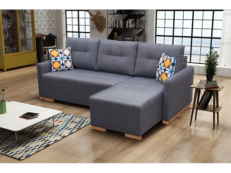 Ecksofa mit Schlaffunktion & Bettkasten – Komfortables Schlafsofa mit Stauraum | Rechts 228x151x93 cm GRAU