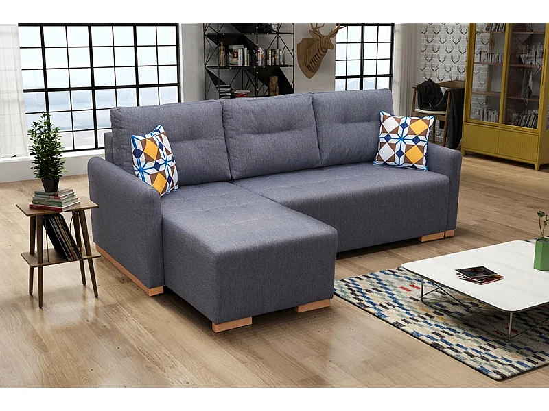 Ecksofa mit Schlaffunktion & Bettkasten – Komfortables Schlafsofa mit Stauraum | Links 228x151x93 cm GRAU