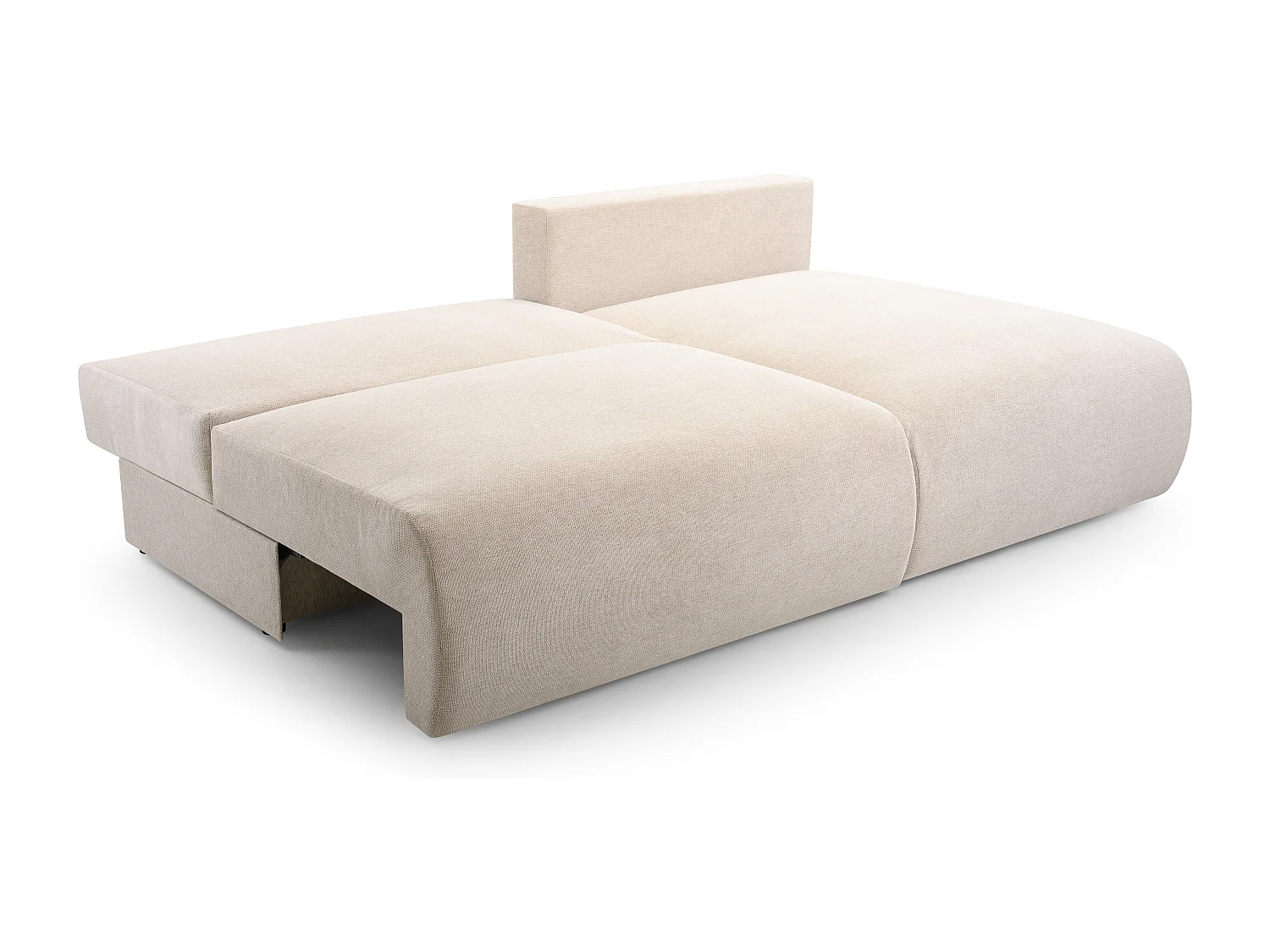 Divano angolare MILENA con letto, contenitore e tessuto idrofobo ARAGON – 223x150x95 cm – Struttura in legno, destra, Marrone
