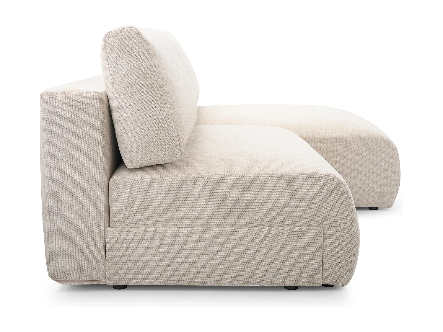 Ecksofa MILENA mit Schlaffunktion, Bettkasten & ARAGON-Stoff – 223x150x95 cm – Rechts Beige