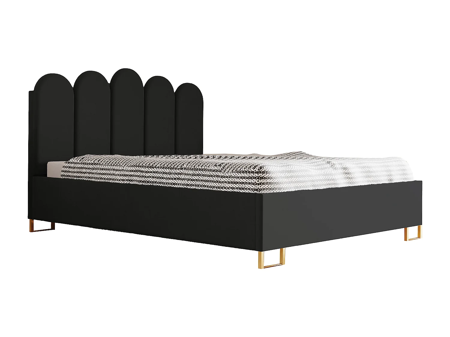 Polsterbed MALIBU, gestoffeerde rugleuning, ELEMENT-stof, opbergbox met gasdrukveer, comfortabele bedhoogte 39 cm, 140x200 cm, Grafiet