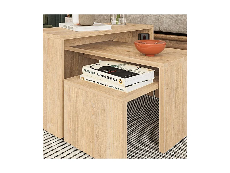 Mesa auxiliar Rino diseño modular natural 39x65x30 cm