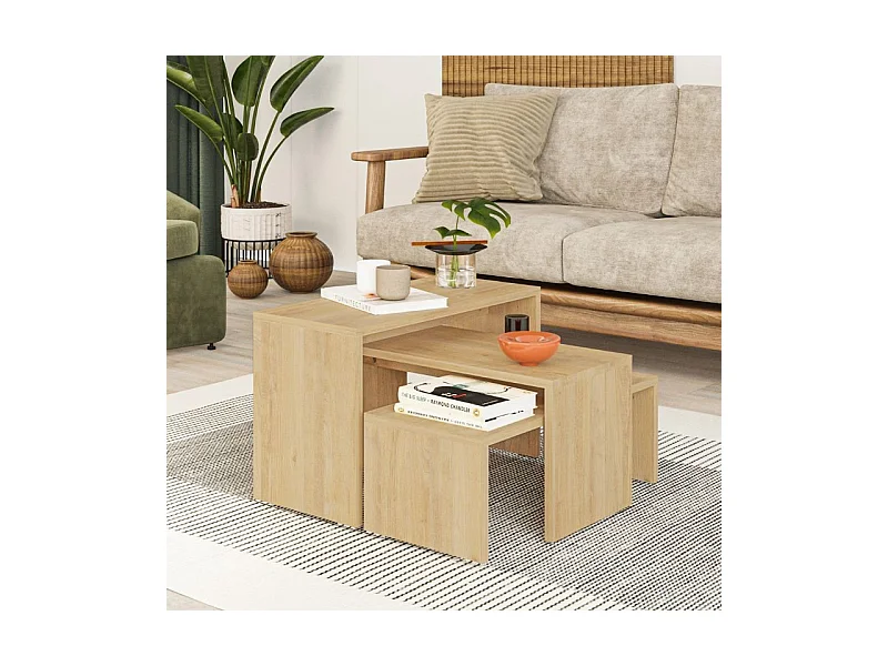 Mesa auxiliar Rino diseño modular natural 39x65x30 cm