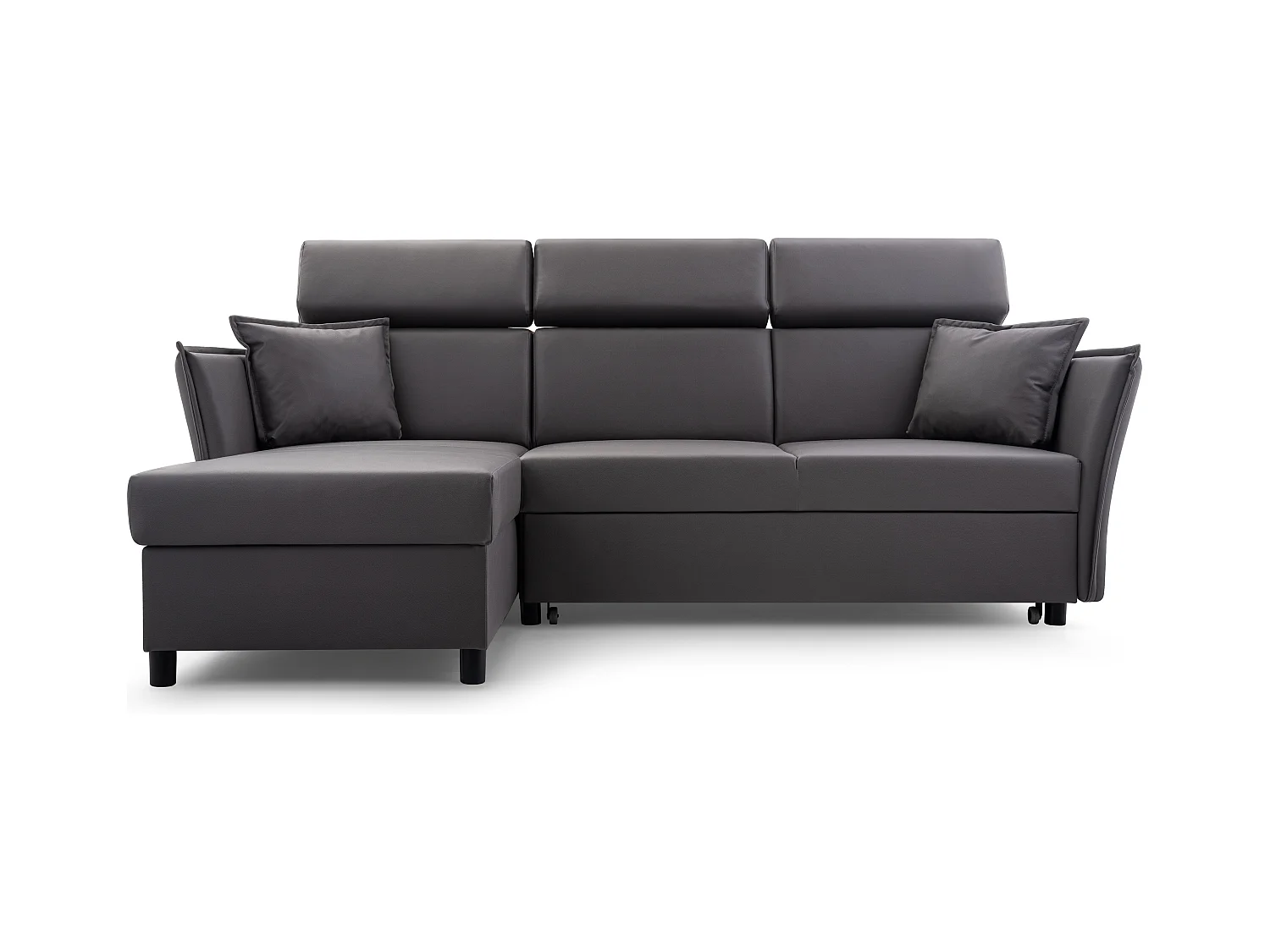 Ecksofa mit Schlaffunktion und Bettkasten-198x127cm,Verstellbare Kopfstützen,Schlafsofa,Bettsofa,Freistehend,Außenmaße 227x161,Linke Seite,Cappuccino