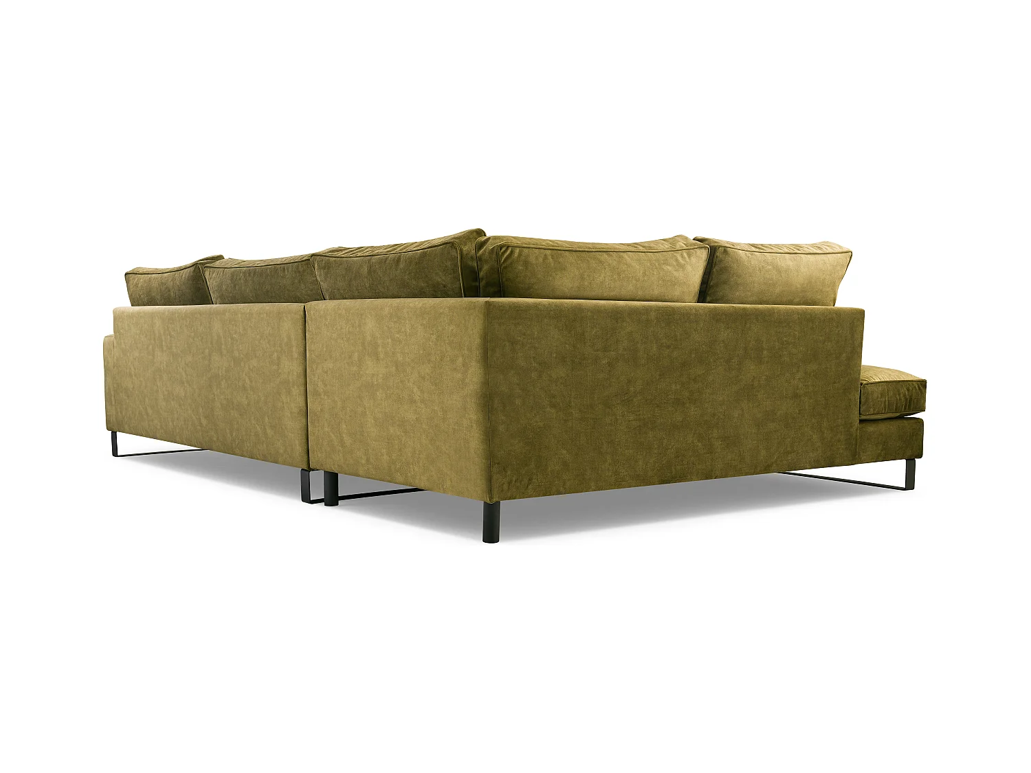 Ecksofa Freistehend L-förmig mit Wasserabweisendem Torre-Bezug, Abnehmbaren Kissen und Schwarzen Metallfüßen – Linke Seite 314x224x90 cm, Grün