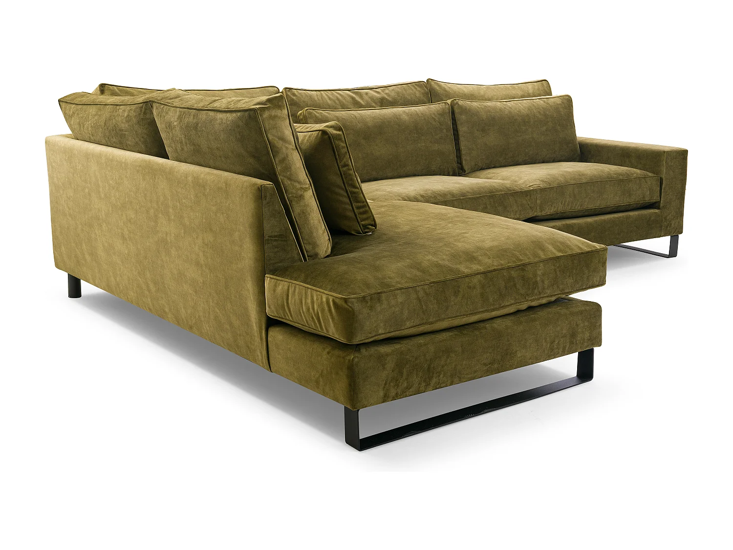 Ecksofa Freistehend L-förmig mit Wasserabweisendem Torre-Bezug, Abnehmbaren Kissen und Schwarzen Metallfüßen – Linke Seite 314x224x90 cm, Blau