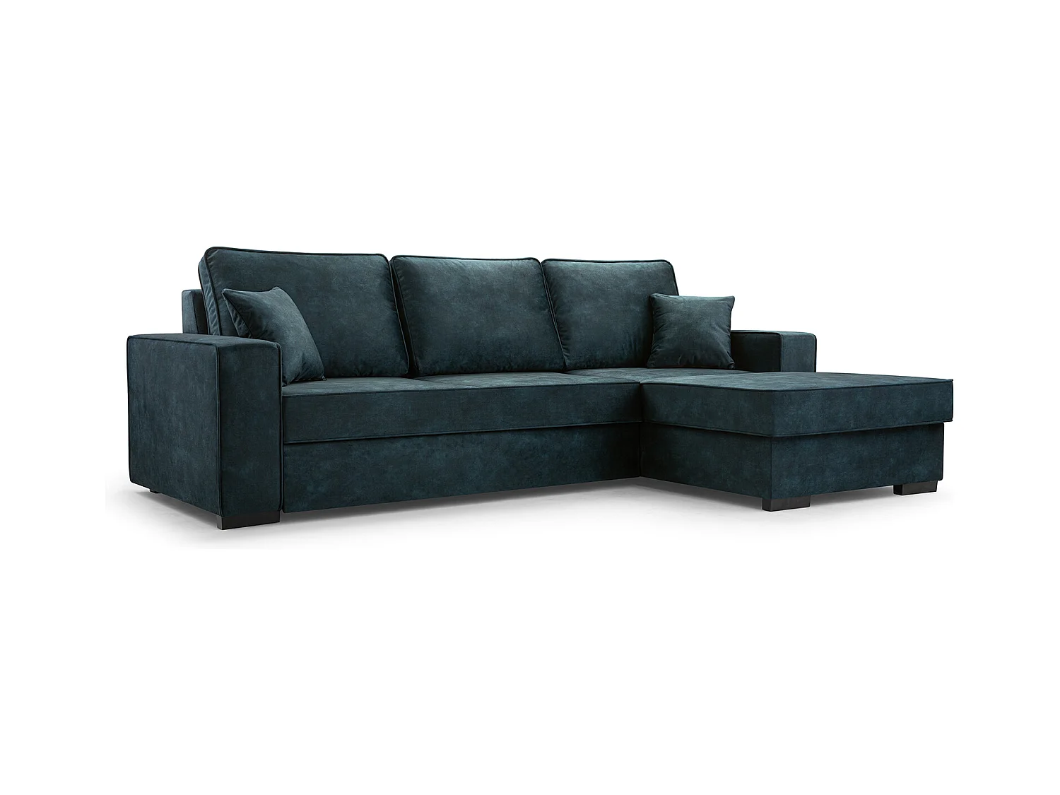 Schlafcouch mit Stauraum & Schlaffunktion – Sofa mit Automatik-Wagenmechanismus, Veloursstoff, gepolstertes Ecksofa | 223x160 cm | Grau, Rechte Seite