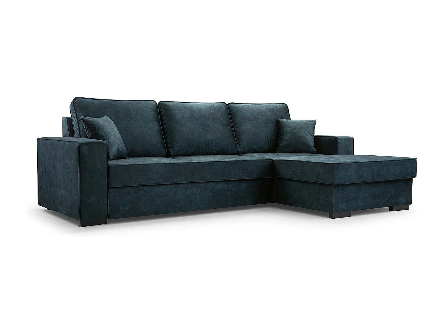 Sofá-cama com arrumação e função de cama - Mecanismo automático, tecido de veludo, sofá de canto estofado, 223x160 cm, cinzento, direito