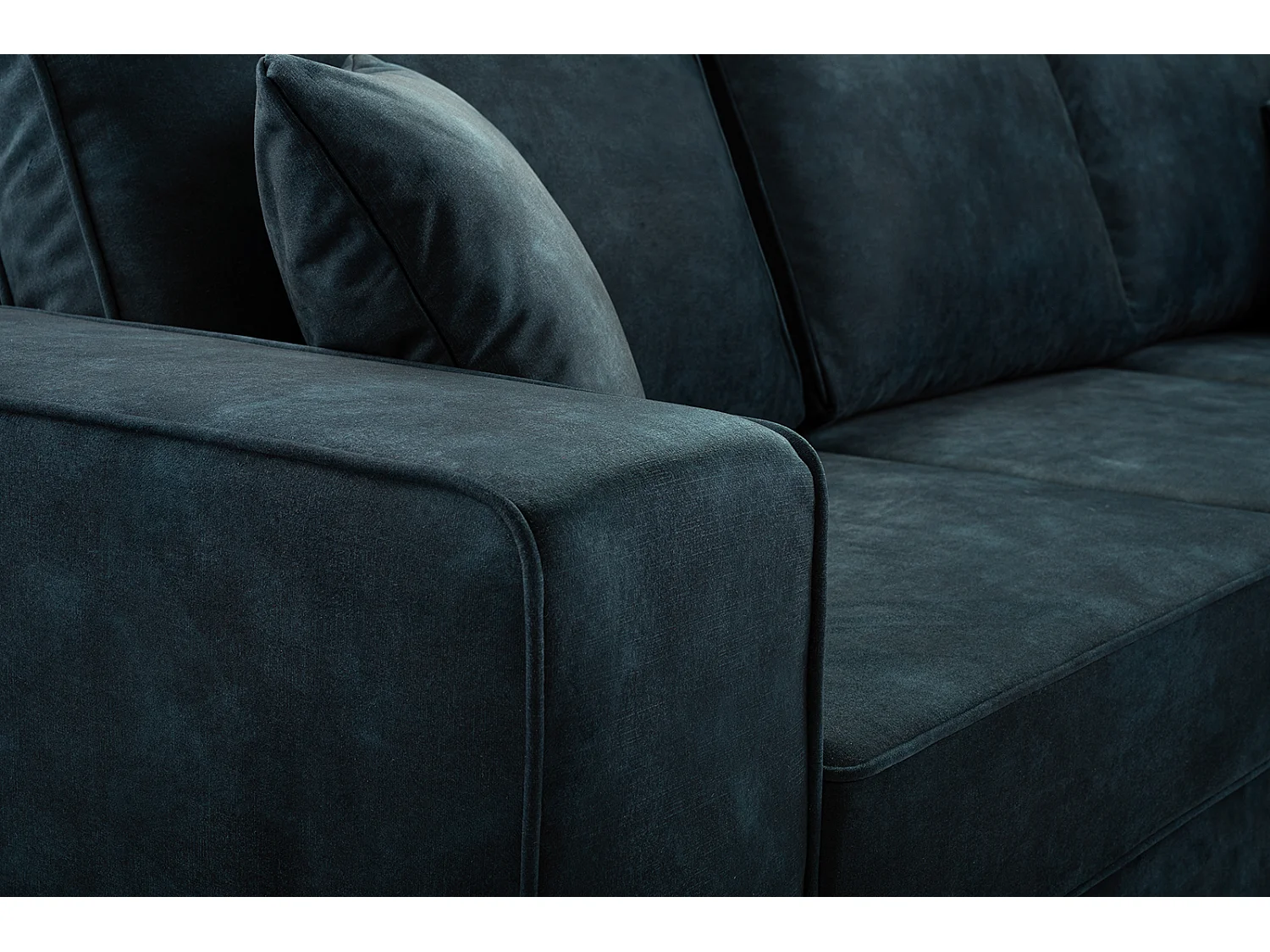 Sofa rozkładana ze schowkiem i funkcją spania - Mechanizm automatyczny, tkanina aksamitna, narożnik tapicerowany, 223x160 cm, Niebieski, prawa