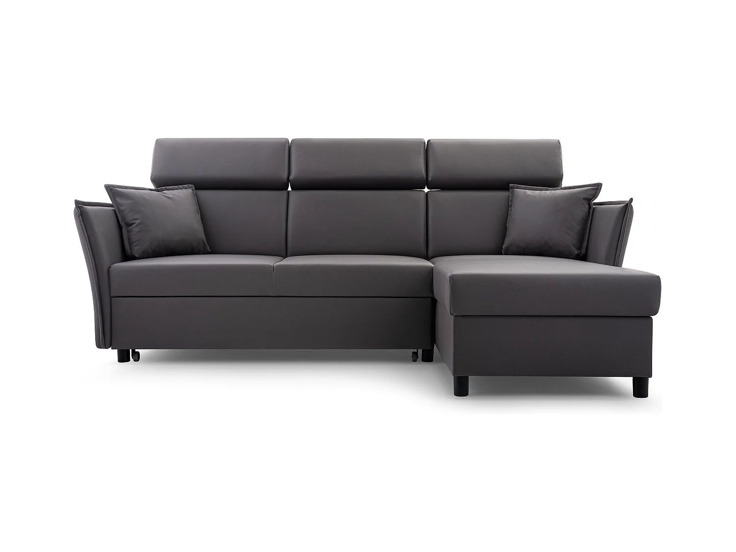 Ecksofa mit Schlaffunktion und Bettkasten-198x127cm,Verstellbare Kopfstützen,Schlafsofa,Bettsofa,Freistehend,Außenmaße 227x161,Rechte Seite,Braun