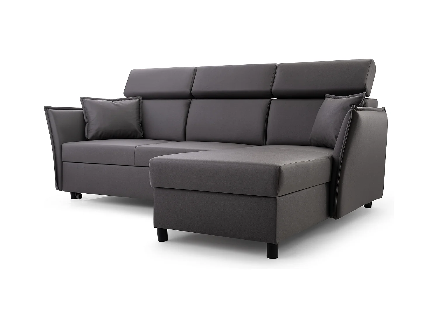 Ecksofa mit Schlaffunktion und Bettkasten-198x127cm,Verstellbare Kopfstützen,Schlafsofa,Bettsofa,Freistehend,Außenmaße 227x161,Rechte Seite,Braun