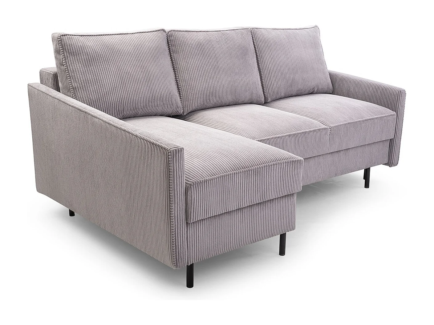 Ecksofa, ROBIN Sofa Mit Cordstoff-POSO, Ausziehbar, Schlafbereich 145x203cm, Robustes Holzgestell, Linke Seite, BLAU