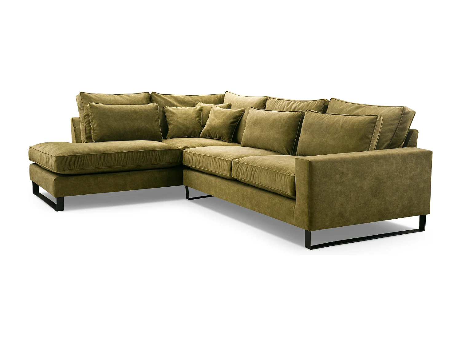 Ecksofa Freistehend L-förmig mit Wasserabweisendem Torre-Bezug, Abnehmbaren Kissen und Schwarzen Metallfüßen – Linke Seite 314x224x90 cm, Grau