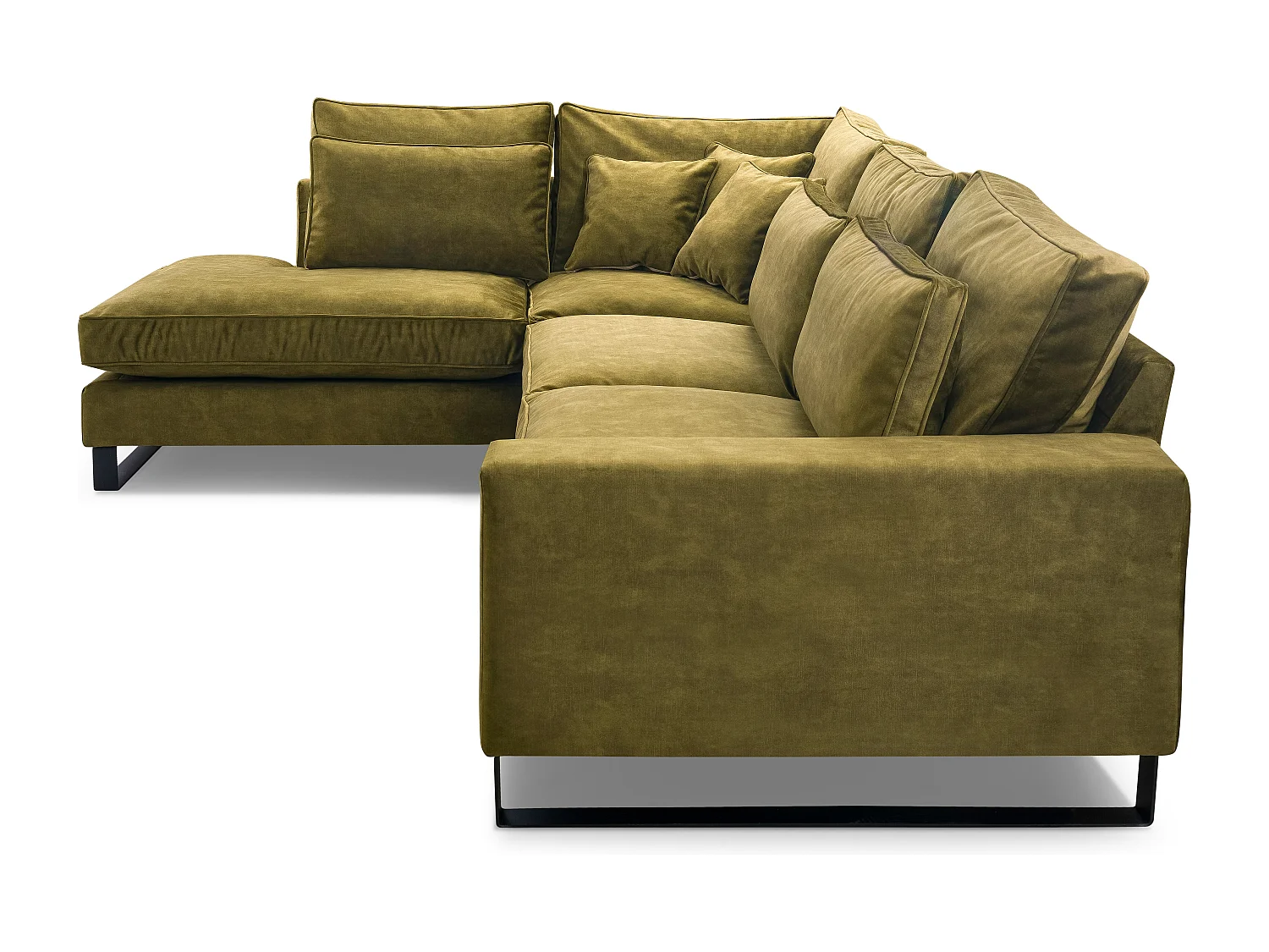 Ecksofa Freistehend L-förmig mit Wasserabweisendem Torre-Bezug, Abnehmbaren Kissen und Schwarzen Metallfüßen – Linke Seite 314x224x90 cm, Grau