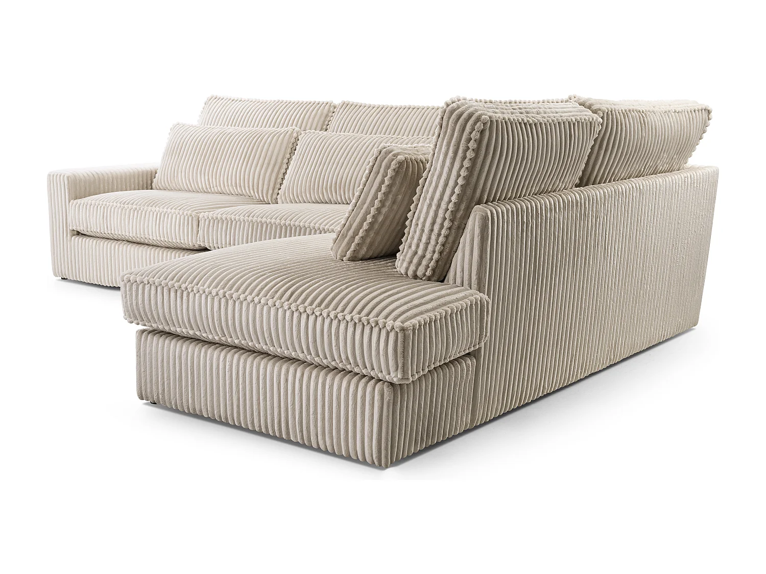 Hochwertiges Ecksofa - Modernes Sofa mit Kissen, gepolsterte Rückenlehne, komfortabel und stilvoll, Rechtes Design 89x314x224 cm, Platin