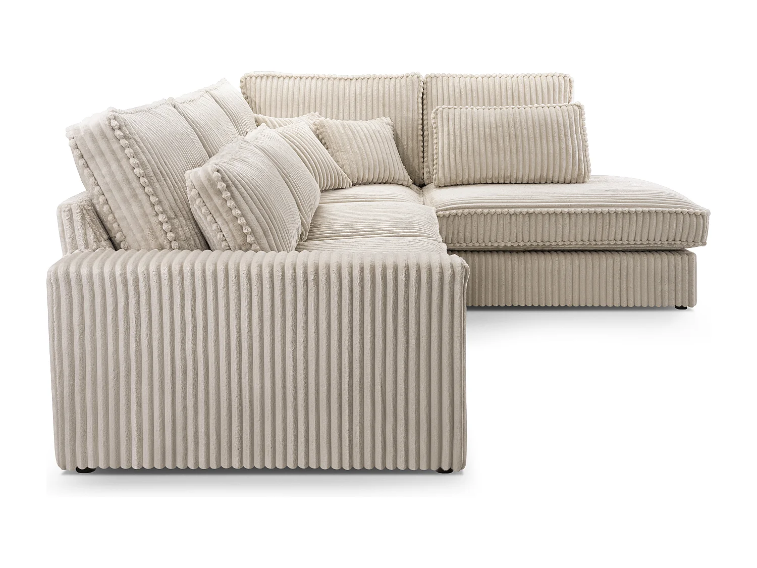 Hochwertiges Ecksofa - Modernes Sofa mit Kissen, gepolsterte Rückenlehne, komfortabel und stilvoll, Rechtes Design 89x314x224 cm, Platin
