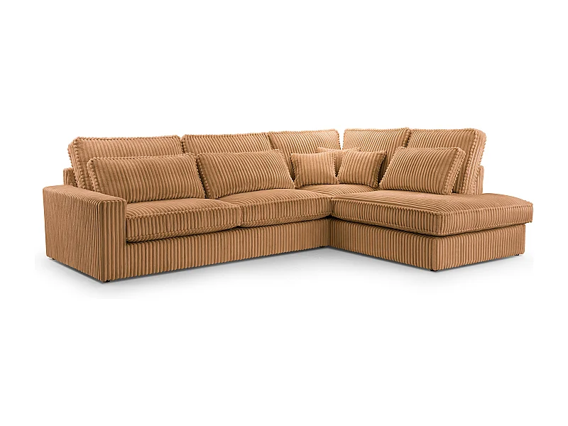 Hochwertiges Ecksofa - Modernes Sofa mit Kissen, gepolsterte Rückenlehne, komfortabel und stilvoll, Rechtes Design 89x314x224 cm, Platin