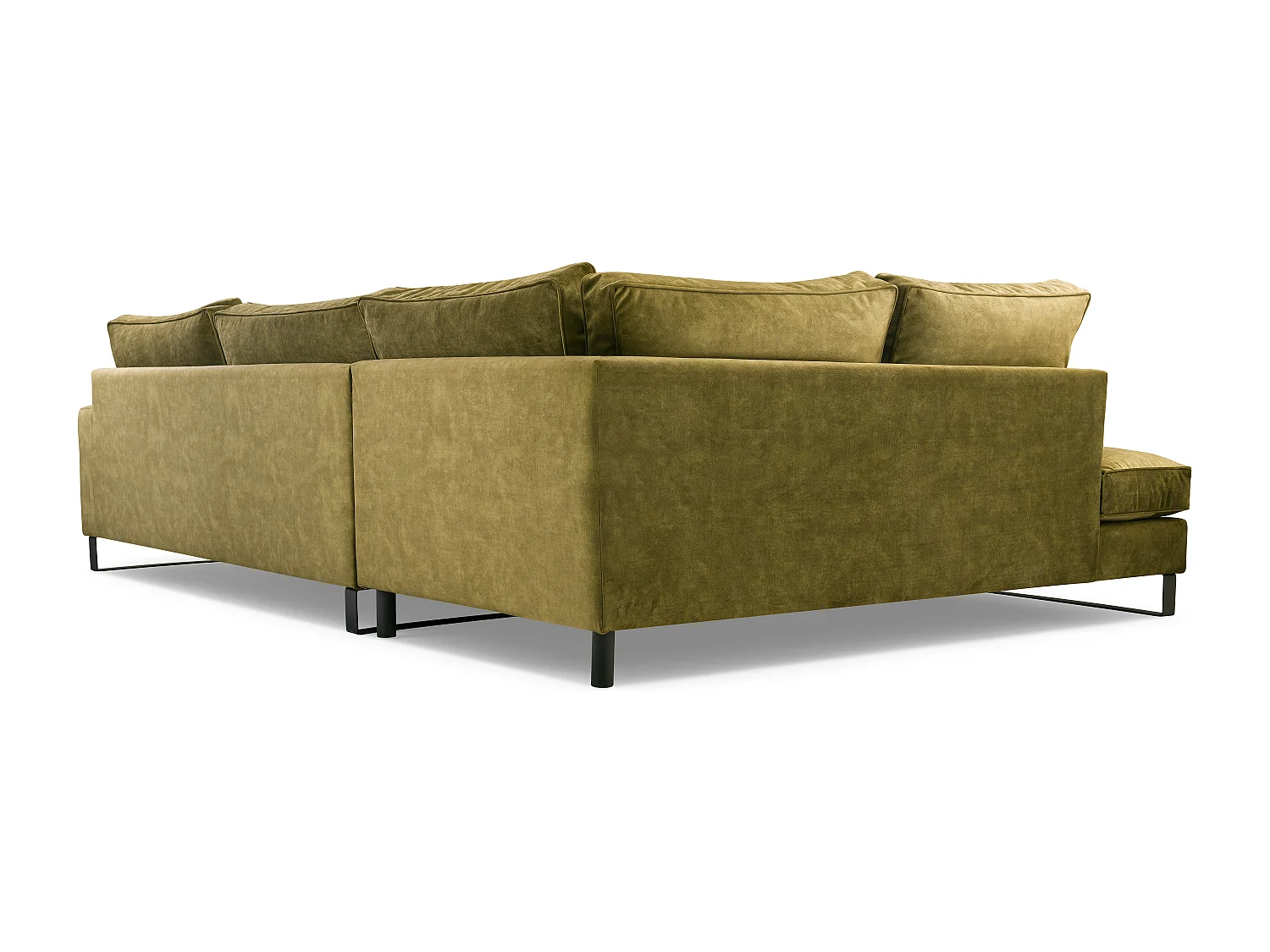 Ecksofa Freistehend L-förmig mit Wasserabweisendem Torre-Bezug, Abnehmbaren Kissen und Schwarzen Metallfüßen – Linke Seite 314x224x90 cm, Gold