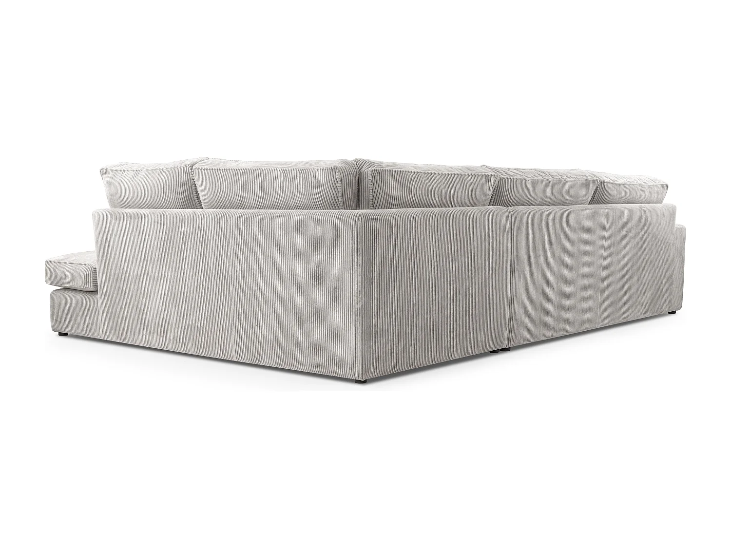 Ecksofa COBRA, Stoff-LINCOLN, Modernes Ecksofa Mit Kissen, Wellenfederung, Rückseite Bezogen, Freistehend, Links-Layout 89x314x224cm, HELLPURPEL