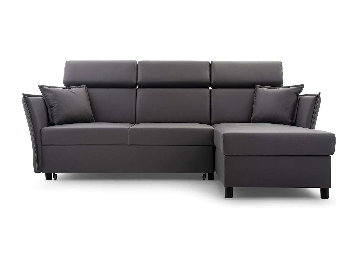Ecksofa mit Schlaffunktion und Bettkasten-198x127cm,Verstellbare Kopfstützen,Schlafsofa,Bettsofa,Freistehend,Außenmaße 227x161,Rechte Seite,Esche