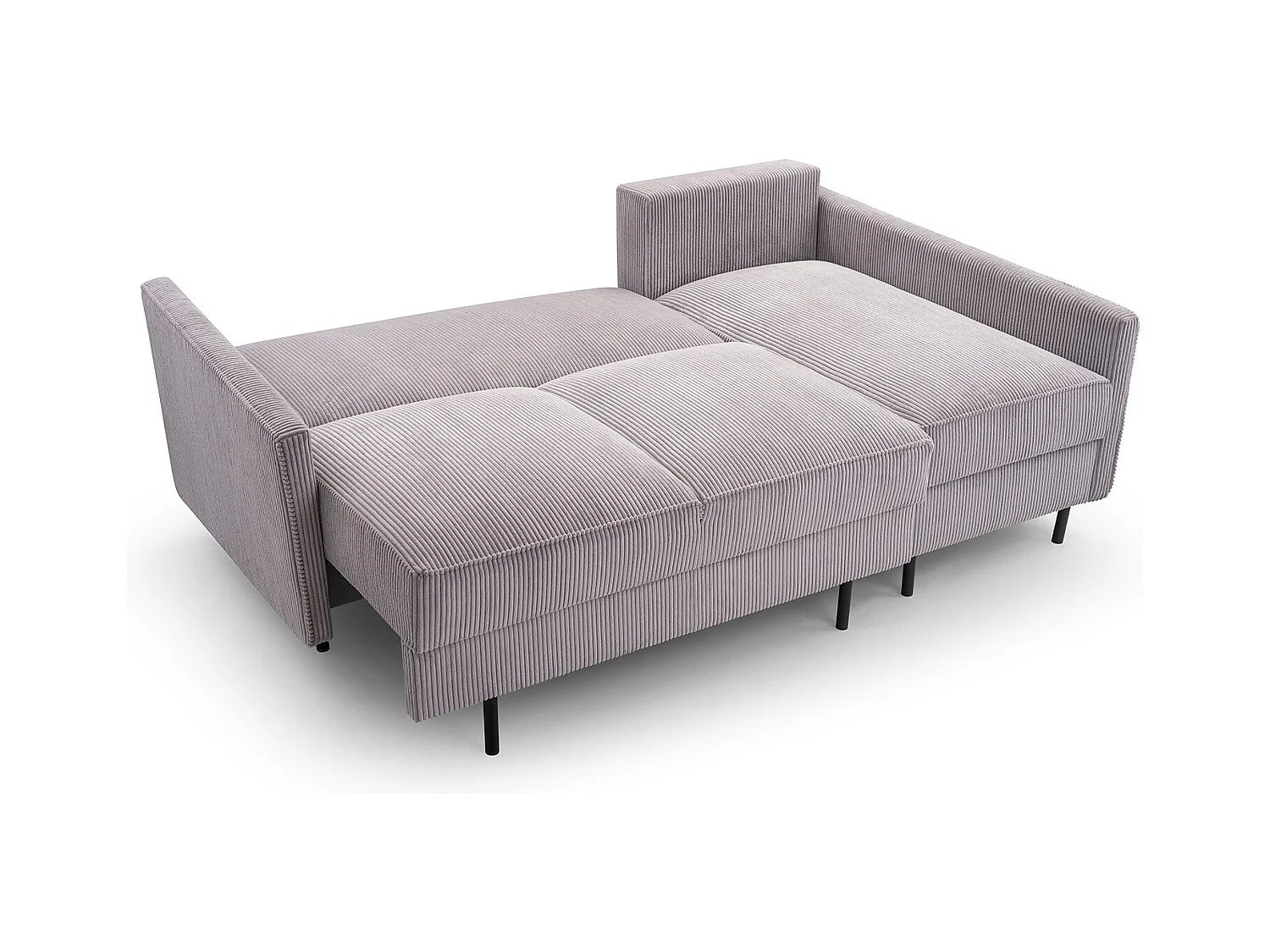 Ecksofa, ROBIN Sofa Mit Cordstoff-POSO, Ausziehbar, Schlafbereich 145x203cm, Robustes Holzgestell, Rechte Seite, GOLD