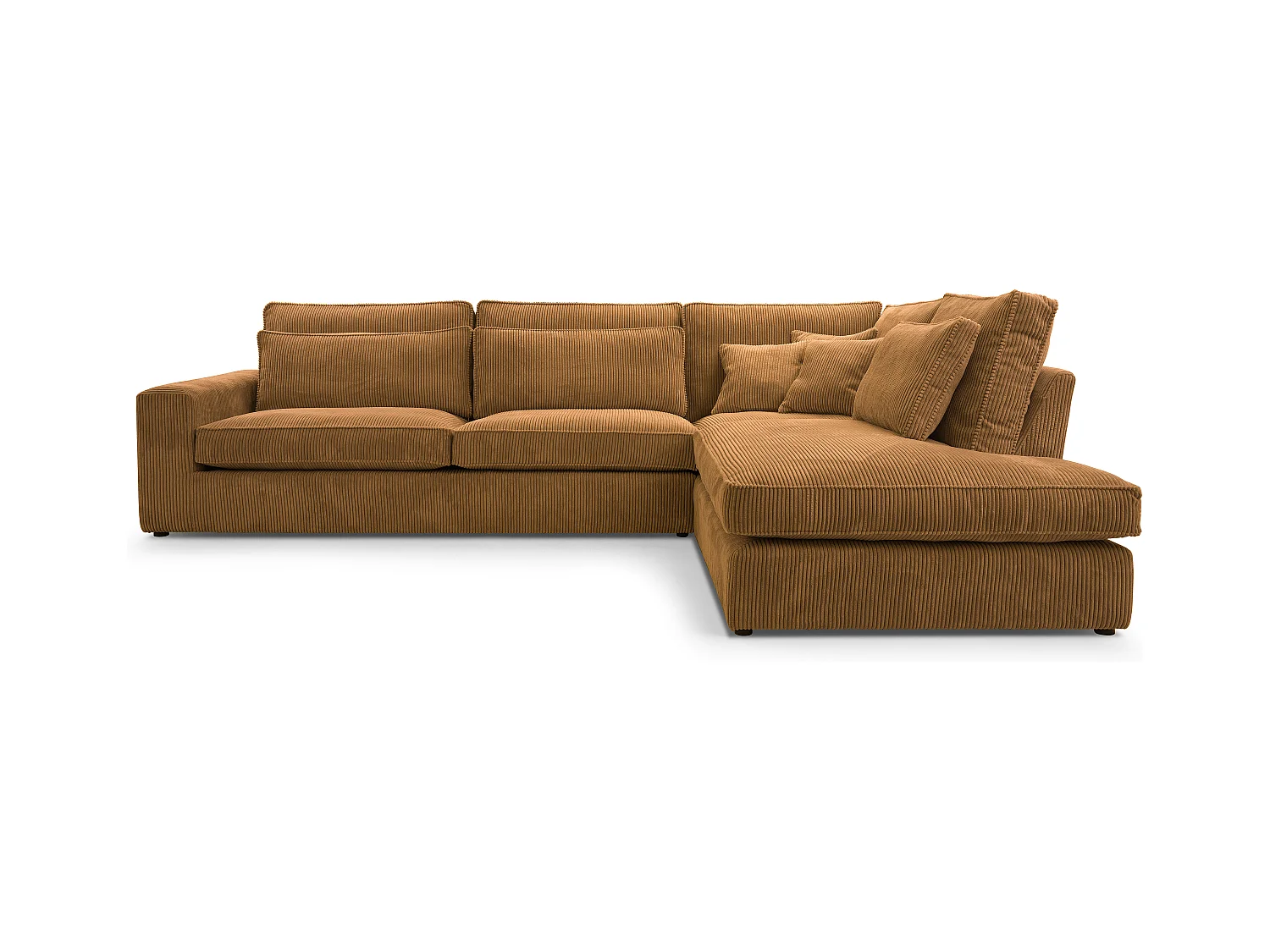 Ecksofa COBRA, Stoff-LINCOLN, Modernes Ecksofa Mit Kissen, Wellenfederung, Rückseite Bezogen, Freistehend, Rechts-Layout 89x314x224cm, GOLD