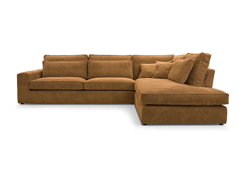 Ecksofa COBRA, Stoff-LINCOLN, Modernes Ecksofa Mit Kissen, Wellenfederung, Rückseite Bezogen, Freistehend, Rechts-Layout 89x314x224cm, GOLD
