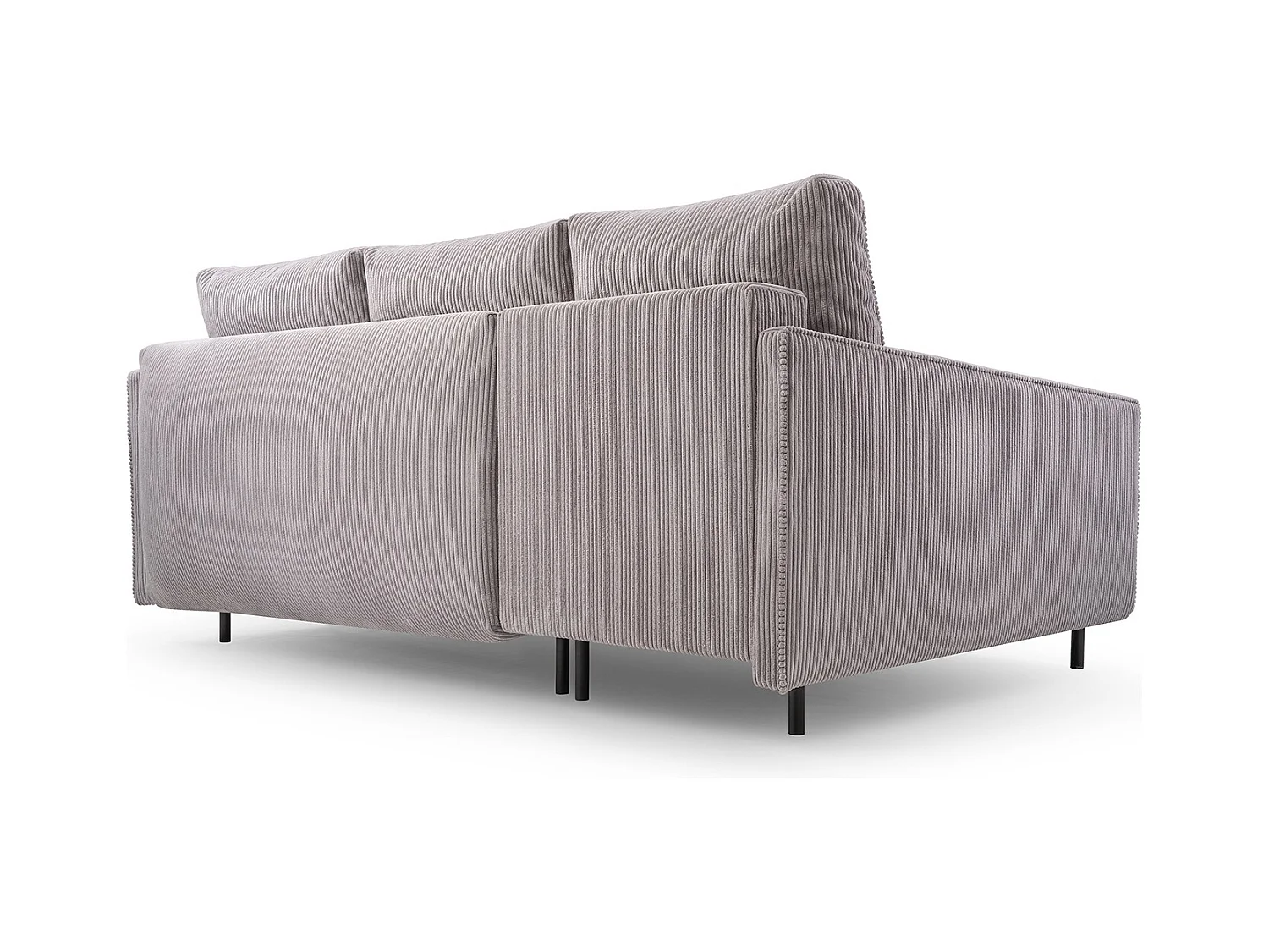 Ecksofa, ROBIN Sofa Mit Cordstoff-POSO, Ausziehbar, Schlafbereich 145x203cm, Robustes Holzgestell, Linke Seite, GOLD