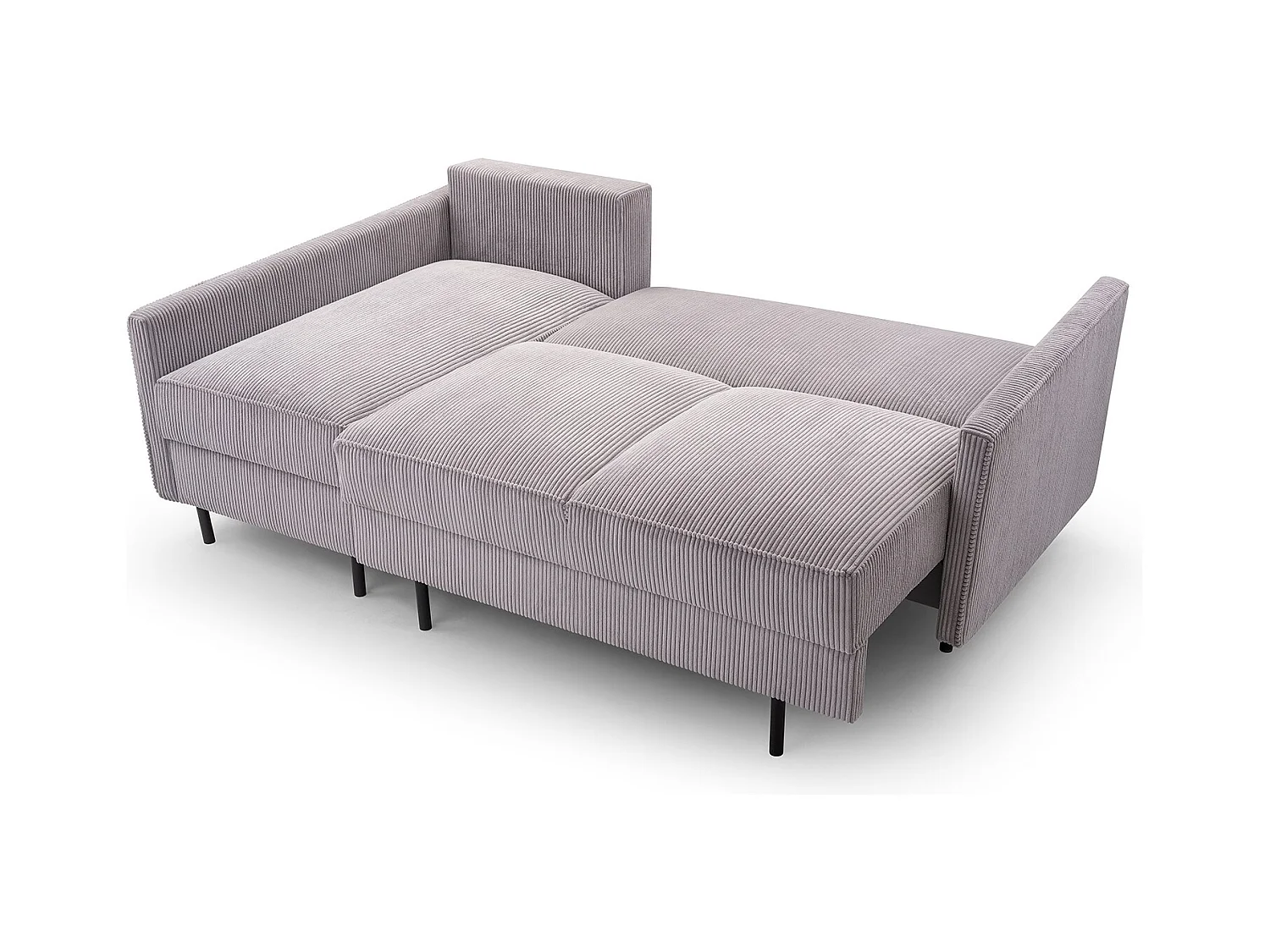 Ecksofa, ROBIN Sofa Mit Cordstoff-POSO, Ausziehbar, Schlafbereich 145x203cm, Robustes Holzgestell, Linke Seite, GOLD