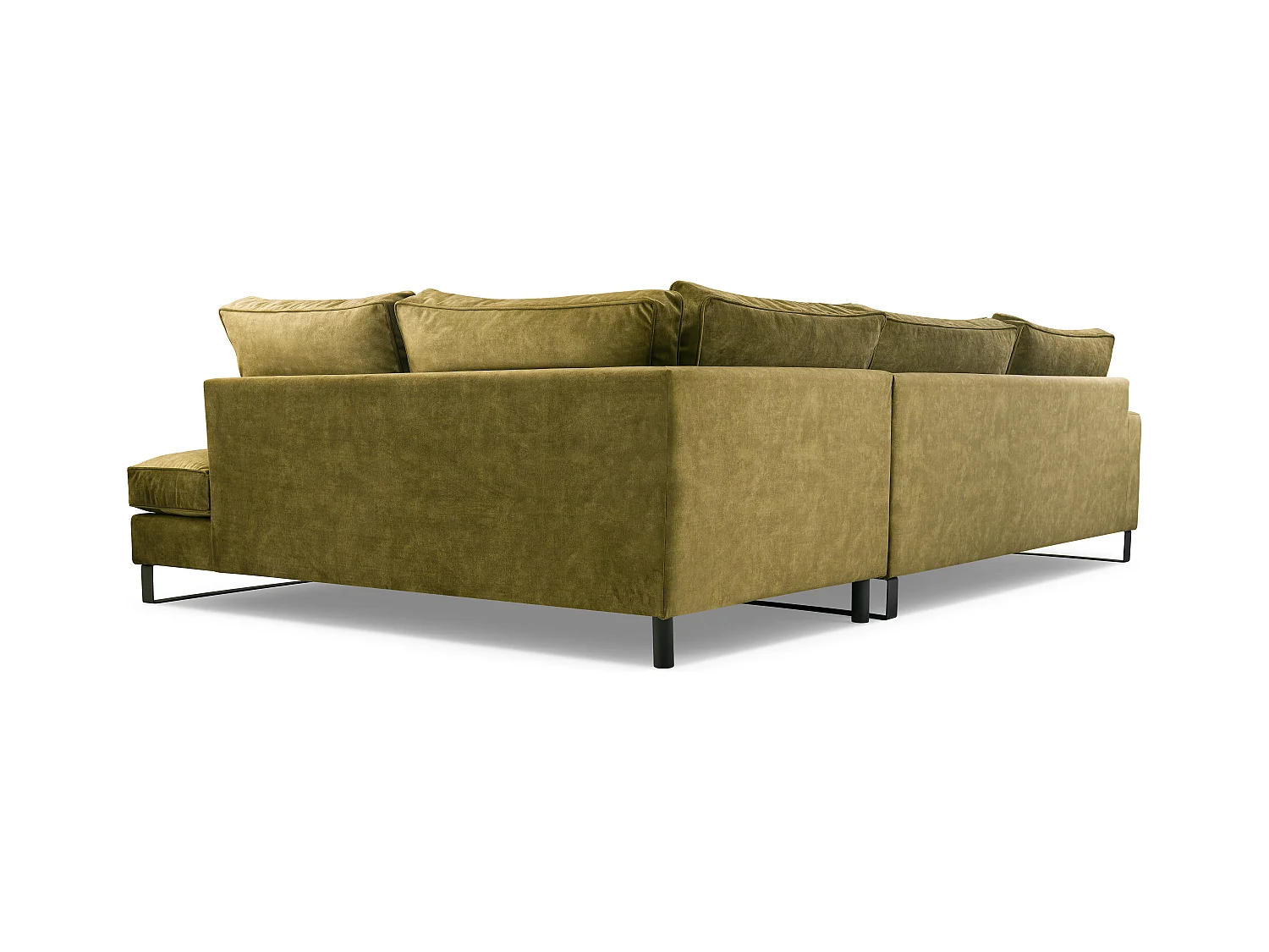 Ecksofa Freistehend L-förmig mit Wasserabweisendem Torre-Bezug, Abnehmbaren Kissen und Schwarzen Metallfüßen – Rechte Seite 314x224x90 cm, Platina
