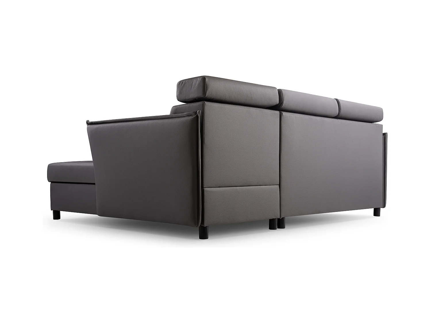 Ecksofa mit Schlaffunktion und Bettkasten-198x127cm,Verstellbare Kopfstützen,Schlafsofa,Bettsofa,Freistehend,Außenmaße 227x161,Rechte Seite,Cappuccino