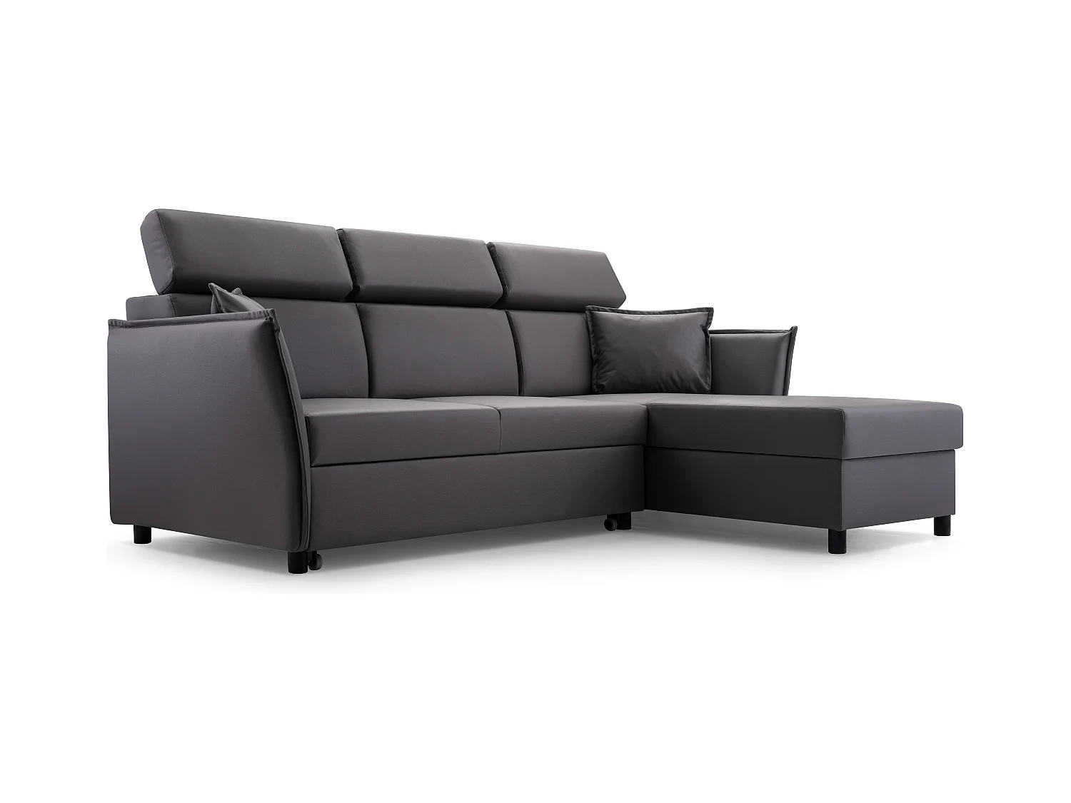 Ecksofa mit Schlaffunktion und Bettkasten-198x127cm,Verstellbare Kopfstützen,Schlafsofa,Bettsofa,Freistehend,Außenmaße 227x161,Rechte Seite,Cappuccino