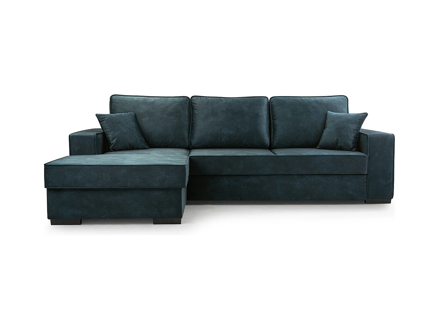 Schlafcouch mit Stauraum & Schlaffunktion – Sofa mit Automatik-Wagenmechanismus, Veloursstoff, gepolstertes Ecksofa | 223x160 cm | Grau, Linke Seite