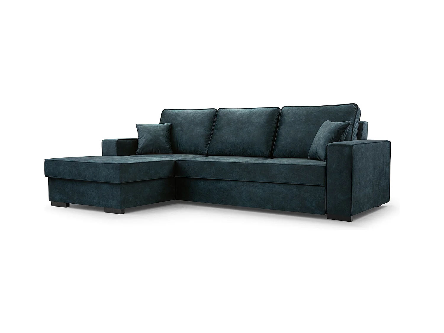 Schlafcouch mit Stauraum & Schlaffunktion – Sofa mit Automatik-Wagenmechanismus, Veloursstoff, gepolstertes Ecksofa | 223x160 cm | Grau, Linke Seite